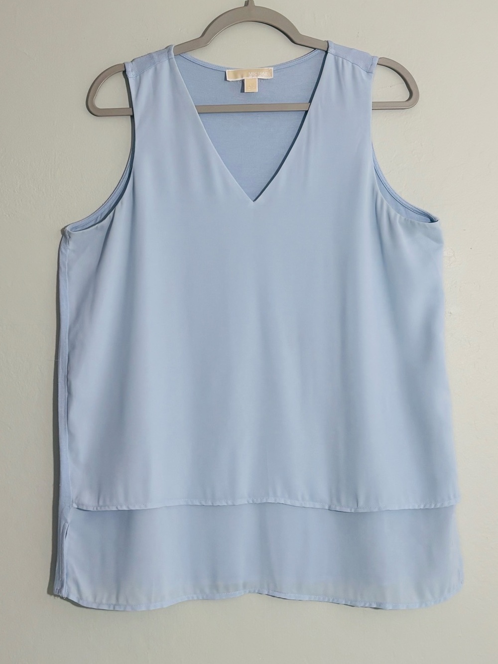 Michael Kors blue tiered tank blouse L